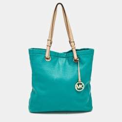 Pre Owned MICHAEL Michael Kors Green Leather North South Tote