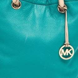 Pre Owned MICHAEL Michael Kors Green Leather North South Tote