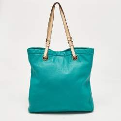 Pre Owned MICHAEL Michael Kors Green Leather North South Tote