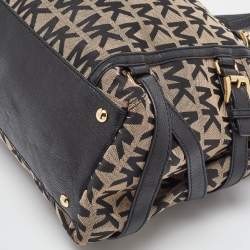 MICHAEL Michael Kors Black/Beige Signature Canvas and Leather Gansevoort Tote