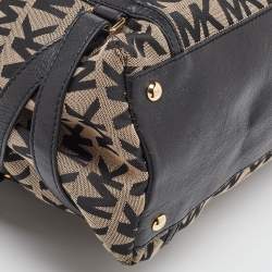 MICHAEL Michael Kors Black/Beige Signature Canvas and Leather Gansevoort Tote