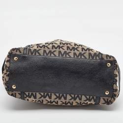 MICHAEL Michael Kors Black/Beige Signature Canvas and Leather Gansevoort Tote
