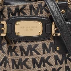 MICHAEL Michael Kors Black/Beige Signature Canvas and Leather Gansevoort Tote