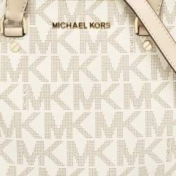 MICHAEL Michael Kors White Signature Coated Canvas Large Cindy Dome Bag