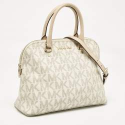 MICHAEL Michael Kors White Signature Coated Canvas Large Cindy Dome Bag