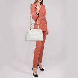 MICHAEL Michael Kors White Signature Coated Canvas Large Cindy Dome Bag