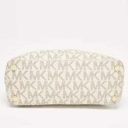 MICHAEL Michael Kors White Signature Coated Canvas Large Cindy Dome Bag