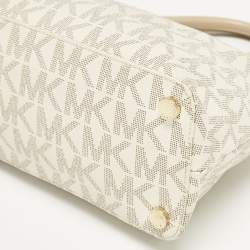 MICHAEL Michael Kors White Signature Coated Canvas Large Cindy Dome Bag
