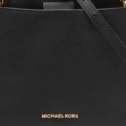 Pre Owned MICHAEL Michael Kors Black Saffiano Leather Portia Top Handle Bag