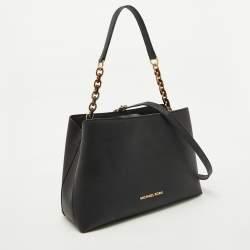 Pre Owned MICHAEL Michael Kors Black Saffiano Leather Portia Top Handle Bag