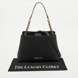 Pre Owned MICHAEL Michael Kors Black Saffiano Leather Portia Top Handle Bag