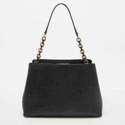 Pre Owned MICHAEL Michael Kors Black Saffiano Leather Portia Top Handle Bag