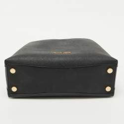 Pre Owned MICHAEL Michael Kors Black Saffiano Leather Portia Top Handle Bag