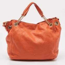 MICHAEL Michael Kors Orange Leather Chain Top Handle Bag