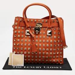 MICHAEL Michael Kors Orange Saffiano Leather Large Studded Hamilton Tote