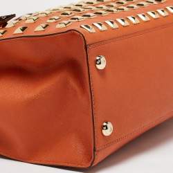 MICHAEL Michael Kors Orange Saffiano Leather Large Studded Hamilton Tote