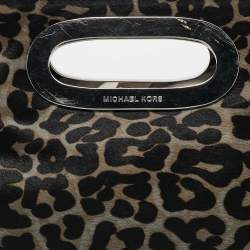 MICHAEL Michael Kors Black/Grey Leopard Print Calf Hair Berkley Clutch