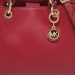 Pre Owned MICHAEL Michael Kors Red Leather Cynthia Tote