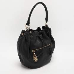MICHAEL Michael Kors Black Leather Drawstring Hobo