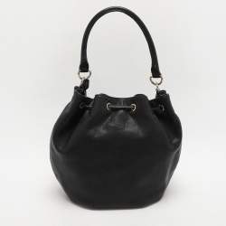 MICHAEL Michael Kors Black Leather Drawstring Hobo