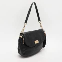 Pre Owned MICHAEL Michael Kors Black Leather Bedford Tassel Crossbody Bag