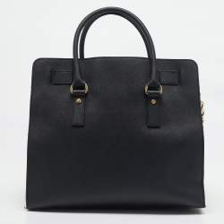 Pre Owned MICHAEL Michael Kors Black Leather Large North South Hamilton Tote