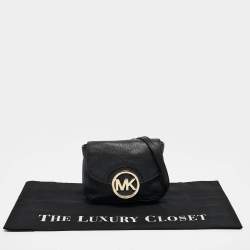 Pre Owned MICHAEL Michael Kors Black Leather Fulton Crossbody Bag