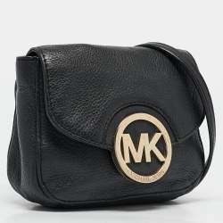 Pre Owned MICHAEL Michael Kors Black Leather Fulton Crossbody Bag