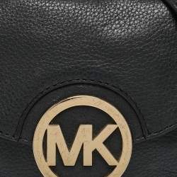 Pre Owned MICHAEL Michael Kors Black Leather Fulton Crossbody Bag