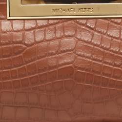 Pre Owned MICHAEL Michael Kors Brown Croc Embossed Leather Berkley Clutch