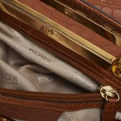 Pre Owned MICHAEL Michael Kors Brown Croc Embossed Leather Berkley Clutch