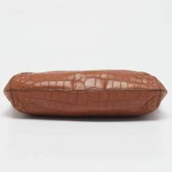 Pre Owned MICHAEL Michael Kors Brown Croc Embossed Leather Berkley Clutch