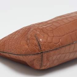 Pre Owned MICHAEL Michael Kors Brown Croc Embossed Leather Berkley Clutch