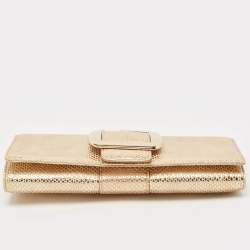 MICHAEL Michael Kors Gold Snake Effect Suede Sutton Clutch