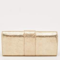 MICHAEL Michael Kors Gold Snake Effect Suede Sutton Clutch