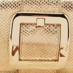 MICHAEL Michael Kors Gold Snake Effect Suede Sutton Clutch