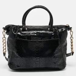 MICHAEL Michael Kors Black  Python Embossed Fulton Satchel