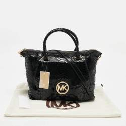 MICHAEL Michael Kors Black  Python Embossed Fulton Satchel