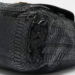MICHAEL Michael Kors Black  Python Embossed Fulton Satchel