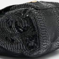 MICHAEL Michael Kors Black  Python Embossed Fulton Satchel