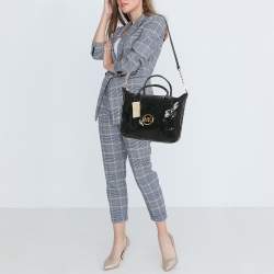 MICHAEL Michael Kors Black  Python Embossed Fulton Satchel
