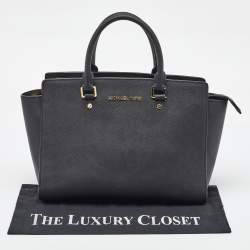 MICHAEL Michael Kors Black Saffiano Leather Large Selma Satchel