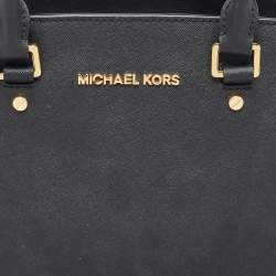 MICHAEL Michael Kors Black Saffiano Leather Large Selma Satchel