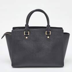 MICHAEL Michael Kors Black Saffiano Leather Large Selma Satchel