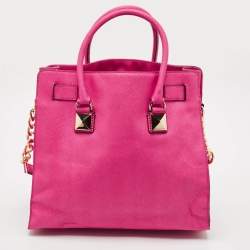 MICHAEL Michael Kors Pink Leather Large Studded North South Hamilton Tote