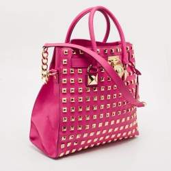 MICHAEL Michael Kors Pink Leather Large Studded North South Hamilton Tote