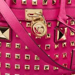 MICHAEL Michael Kors Pink Leather Large Studded North South Hamilton Tote