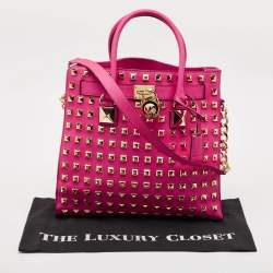 MICHAEL Michael Kors Pink Leather Large Studded North South Hamilton Tote