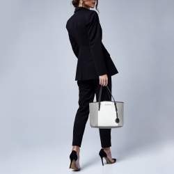 MICHAEL Michael Kors Grey/White Saffiano Leather Jet Set Tote
