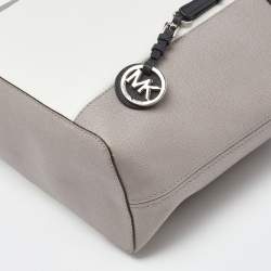 MICHAEL Michael Kors Grey/White Saffiano Leather Jet Set Tote